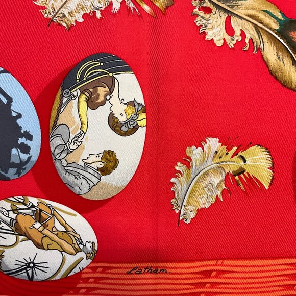 Hermes Red / Navy Blue Multi Couvee d'Hermes Square Silk Twill Scarf - Picture 7 of 13